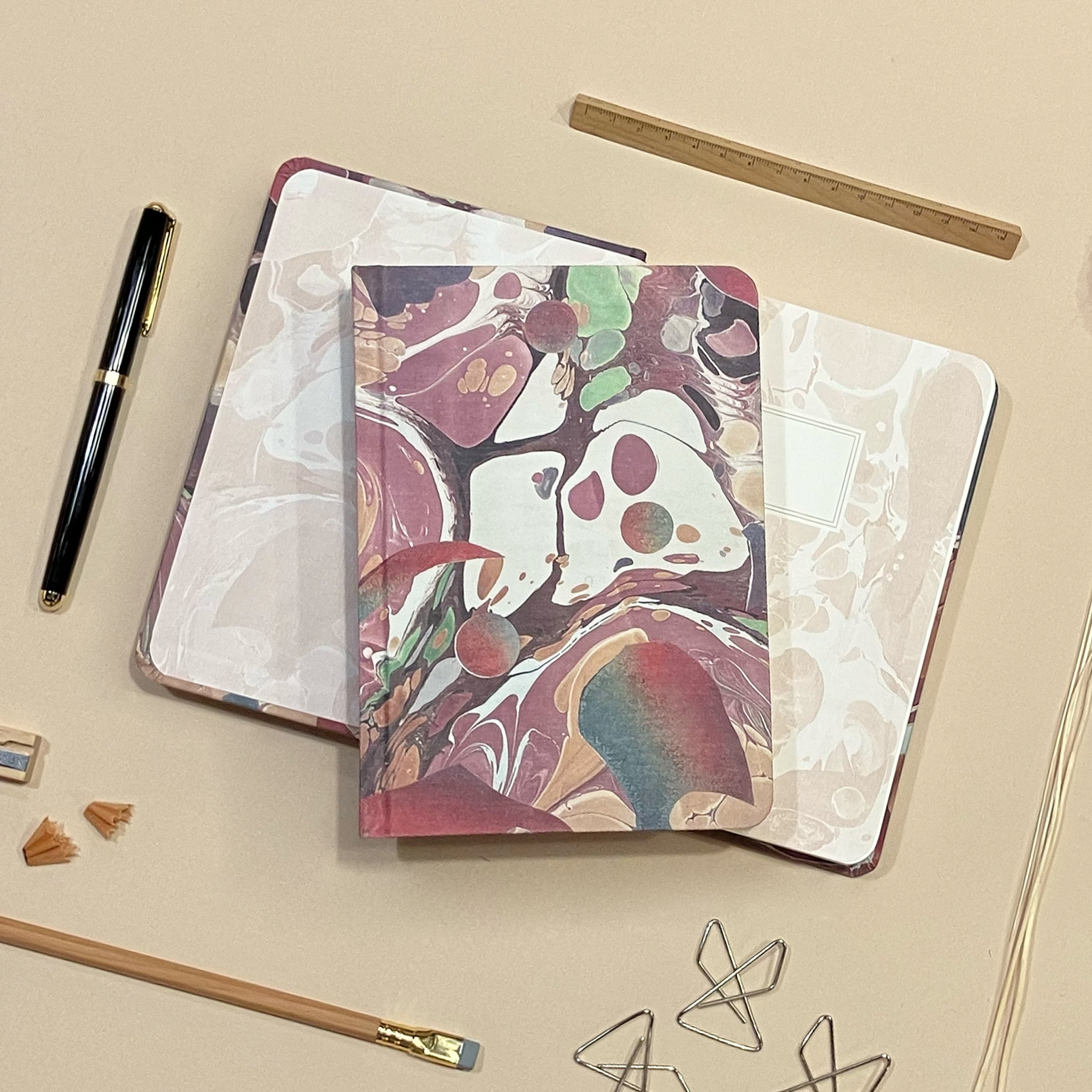 Goods for the Study Carnelian Marble B6 Hardcover Journal