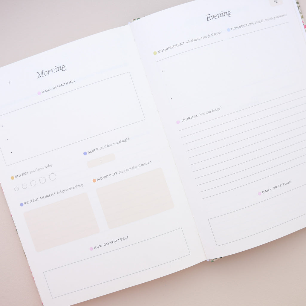 Floral Pattern Wellness Journal
